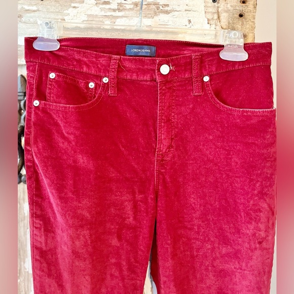 Jcrew Jeans size 29 red 9” highrise toothpick velvet pants - Picture 6 of 9